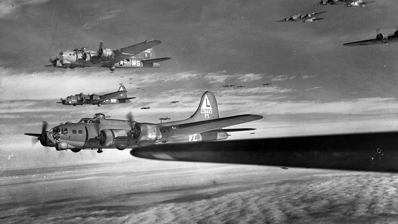 B-17s in flight during World War II